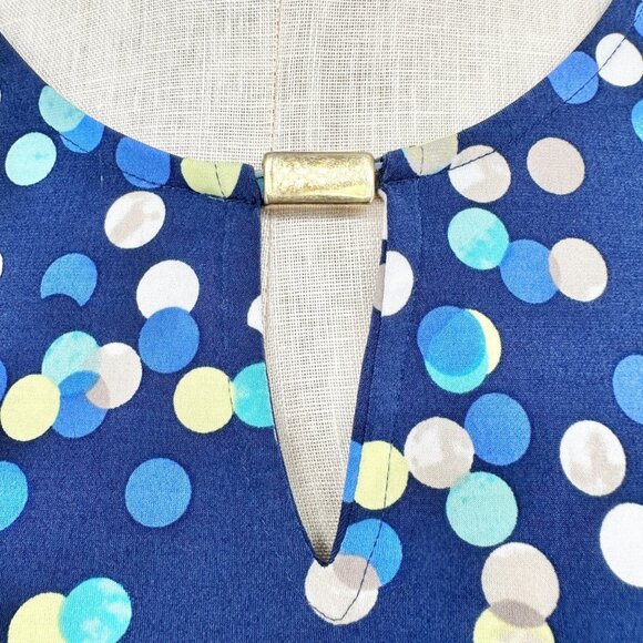 JM Collection Top Womens 2X Polka Dot Navy Blue LS Scoop Neck Keyhole Accent - Picture 6 of 9